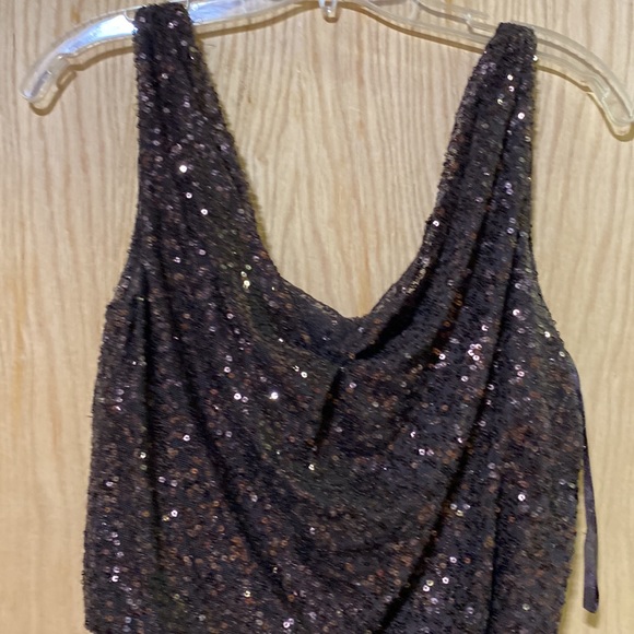 Ralph Lauren Evening- Beautiful brown sequined Maxi cocktail dress - Picture 2 of 7